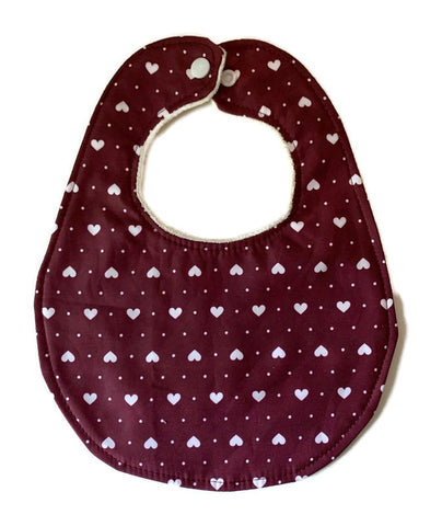 Retro 1980s Maroon Hearts Newborn Bourgeois Baby Bib