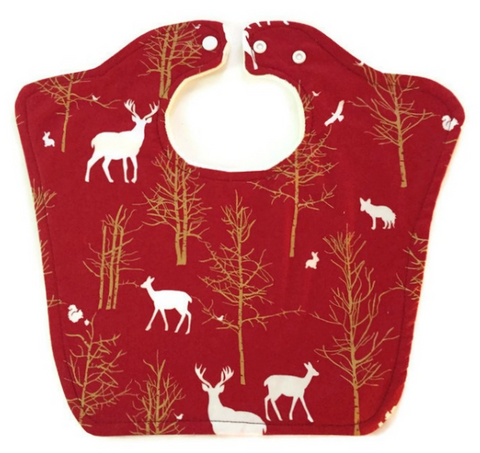 Deer Print Original Bourgeois Baby Bib Triple Layer, 2 Color Options