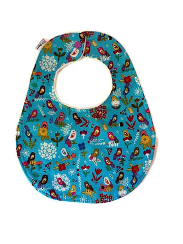 Organic Blue Floral newborn baby bib