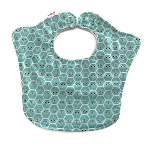Hexagon Owls Organic Designer Triple Layer Baby Bib